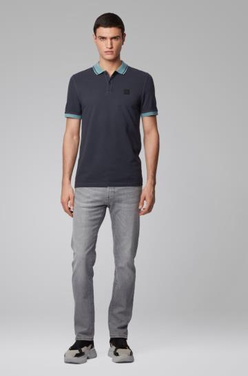 Koszulki Polo BOSS Slim Fit Ciemny Niebieskie Męskie (Pl48704)